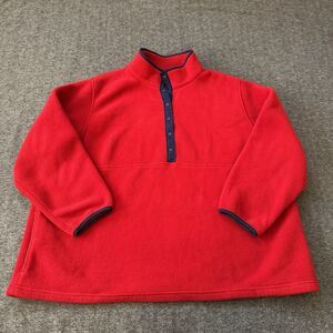 LL Bean Sweater Women 3X Red Fleece 1/4 Snap Mock Neck Polartec Pullover Vtg